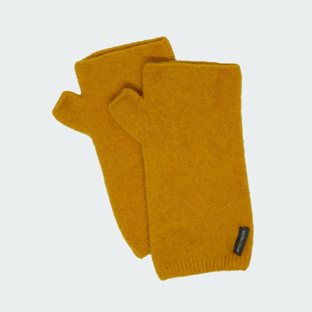 Kowhai Yellow Merino Fingerless Gloves
