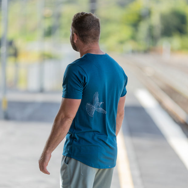 Tūī Tumble Tee - Teal Blue