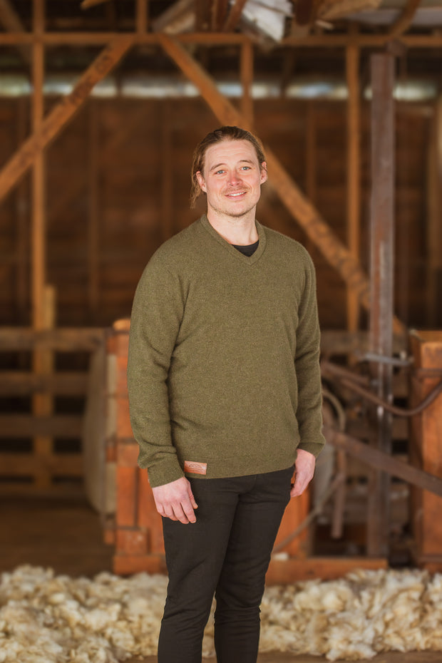 Vee Neck Sweater - Fern Green