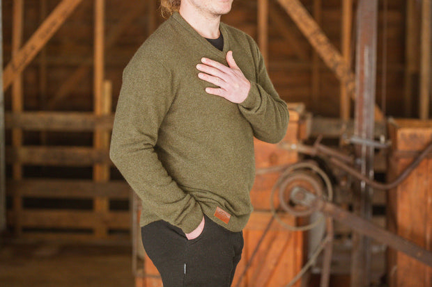 Vee Neck Sweater - Fern Green