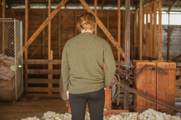 Vee Neck Sweater - Fern Green