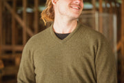 Vee Neck Sweater - Fern Green
