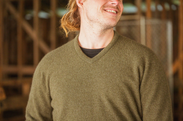 Vee Neck Sweater - Fern Green