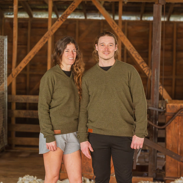 Vee Neck Sweater - Fern Green