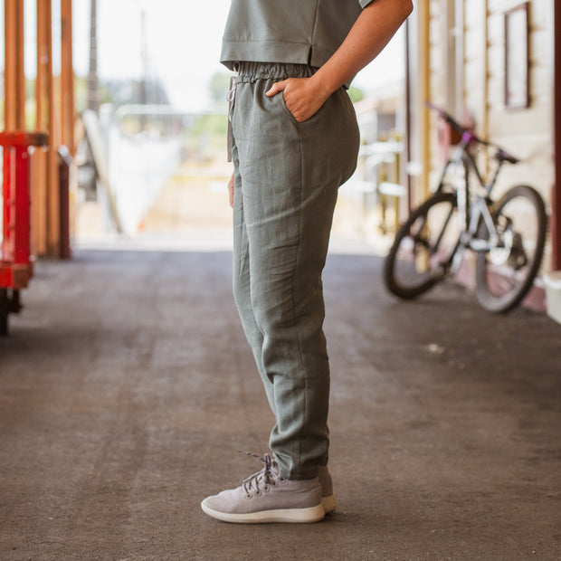 Hemp Pants - Smoky Green